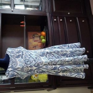 White and blue paisley dress